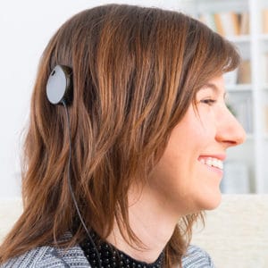 woman with cochlear implant
