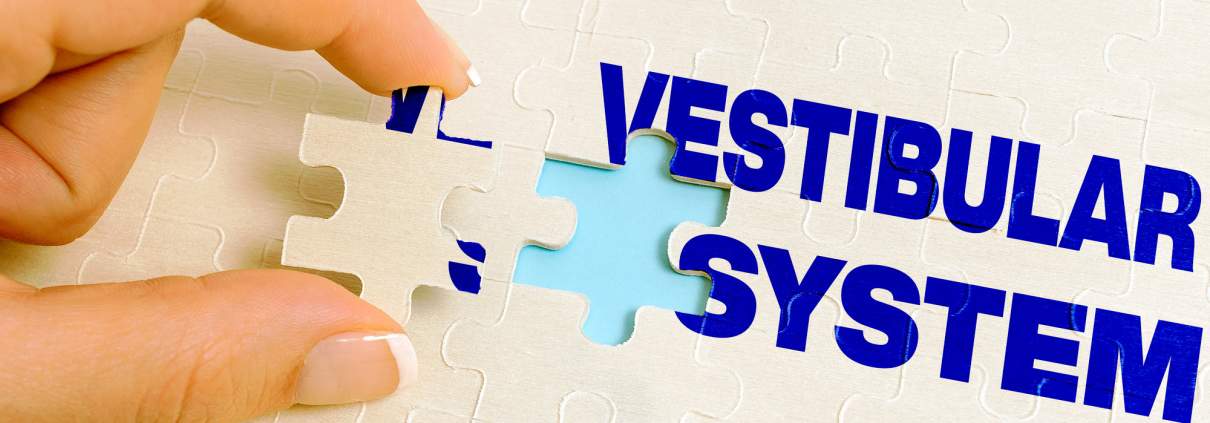 Handwriting text Vestibular System, Business overview provides the leading contribution to the sense of balance Building An Unfinished White Jigsaw Pattern Puzzle With Missing Last Piece