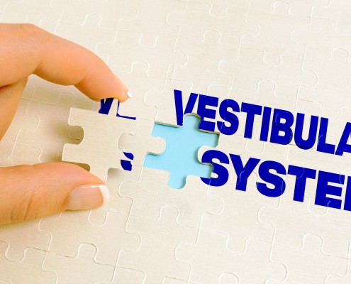 Handwriting text Vestibular System, Business overview provides the leading contribution to the sense of balance Building An Unfinished White Jigsaw Pattern Puzzle With Missing Last Piece